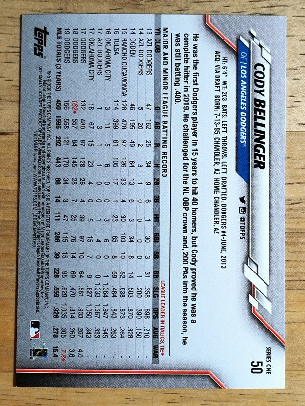 2020 Topps #50 Cody Bellinger
