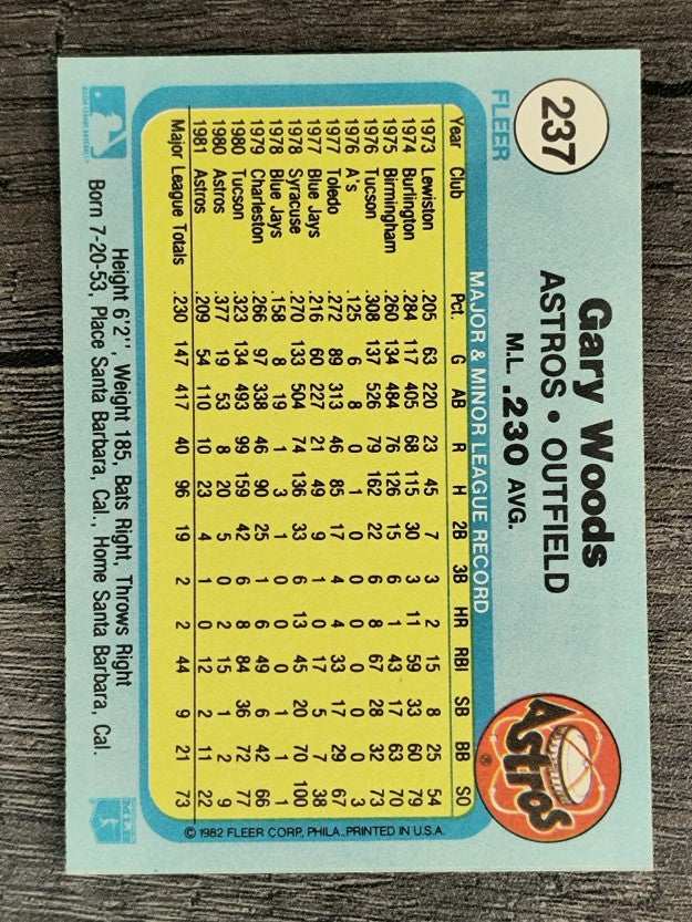 1982 Fleer #237 Gary Woods