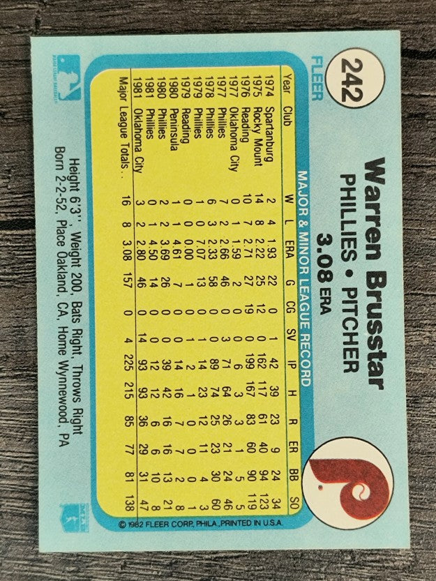1982 Fleer #242 Warren Brusstar