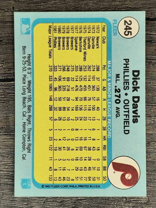 1982 Fleer #245 Dick Davis