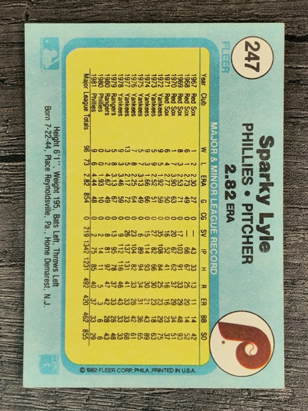 1982 Fleer #247 Sparky Lyle