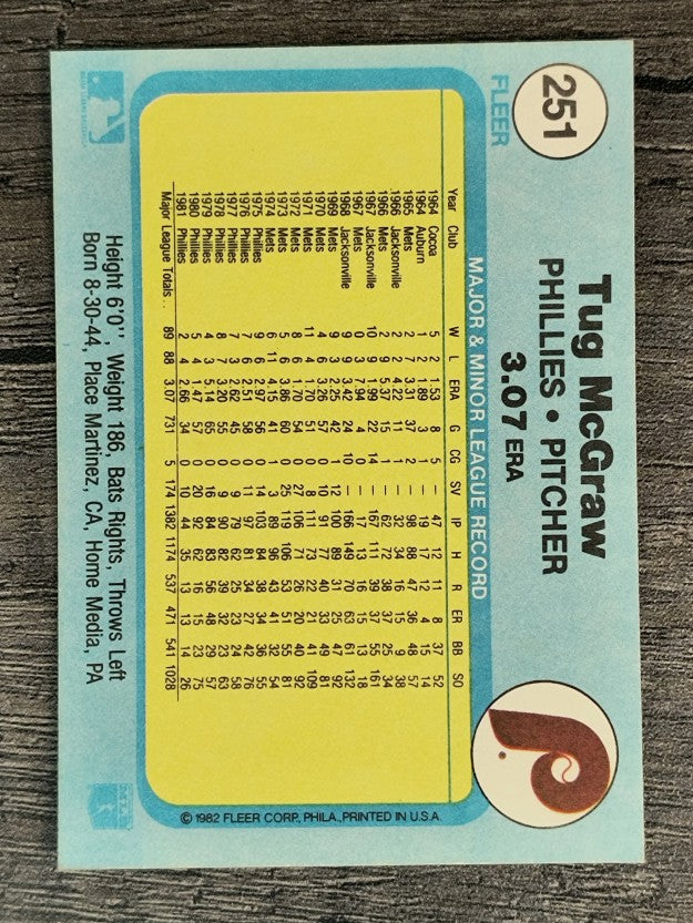 1982 Fleer #251 Tug McGraw