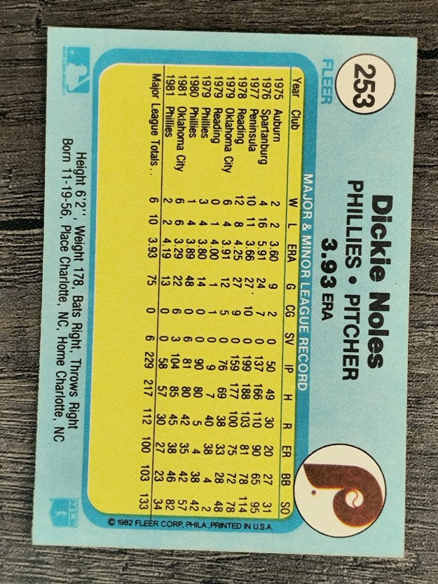 1982 Fleer #253 Dickie Noles