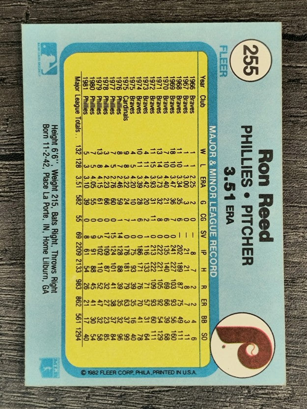 1982 Fleer #255 Ron Reed