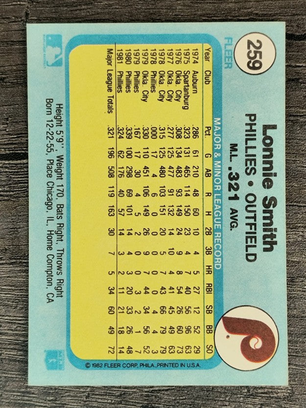 1982 Fleer #259 Lonnie Smith