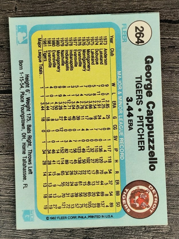 1982 Fleer #264 George Cappuzzello
