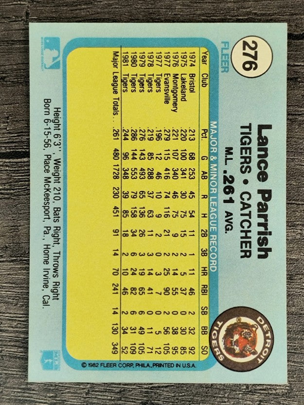 1982 Fleer #276 Lance Parrish