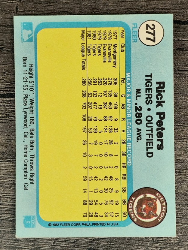 1982 Fleer #277 Rick Peters