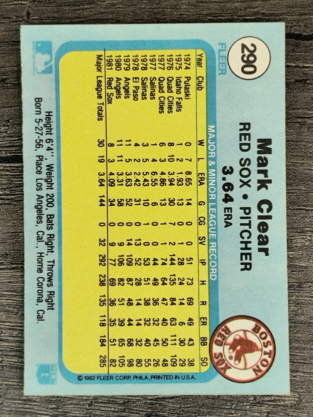 1982 Fleer #290 Mark Clear