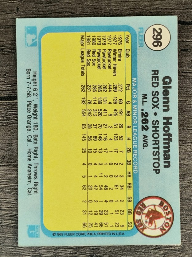 1982 Fleer #296 Glenn Hoffman