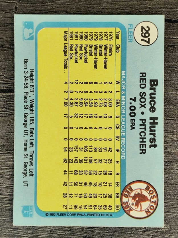 1982 Fleer #297 Bruce Hurst