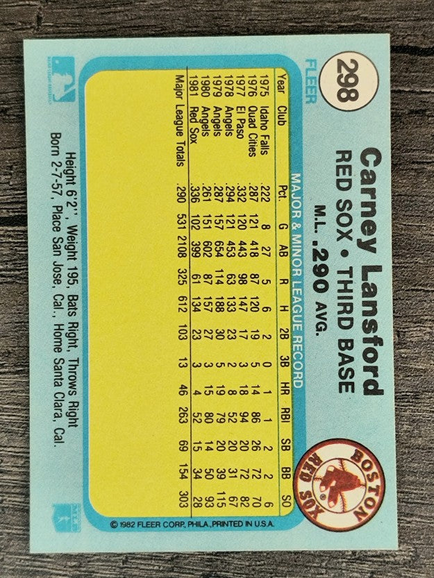 1982 Fleer #298 Carney Lansford