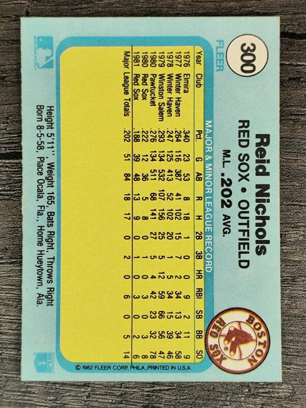 1982 Fleer #300 Reid Nichols