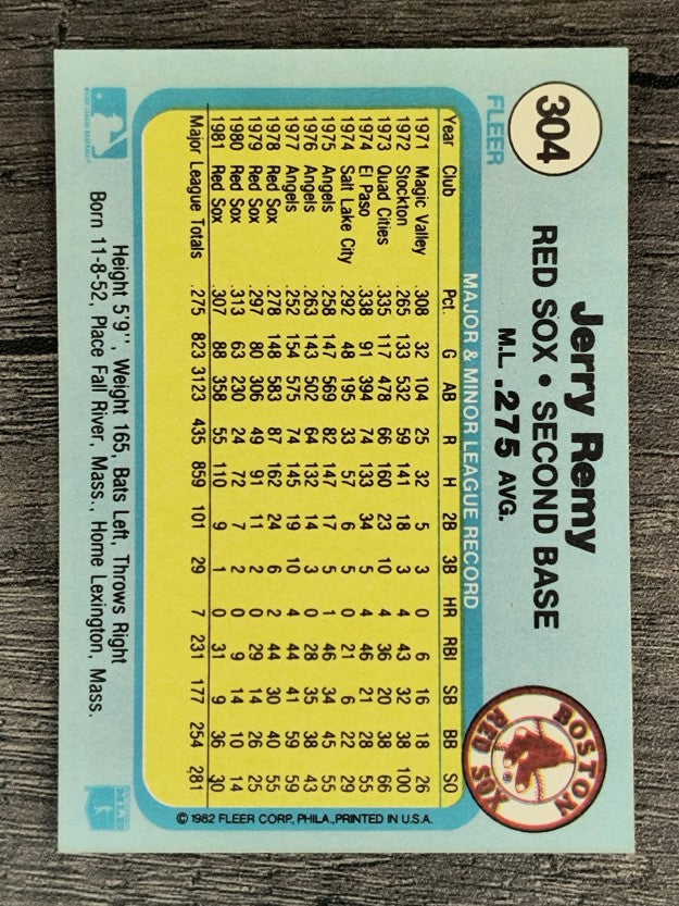 1982 Fleer #304 Jerry Remy