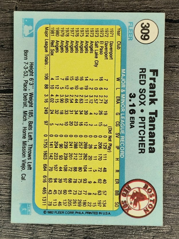 1982 Fleer #309 Frank Tanana