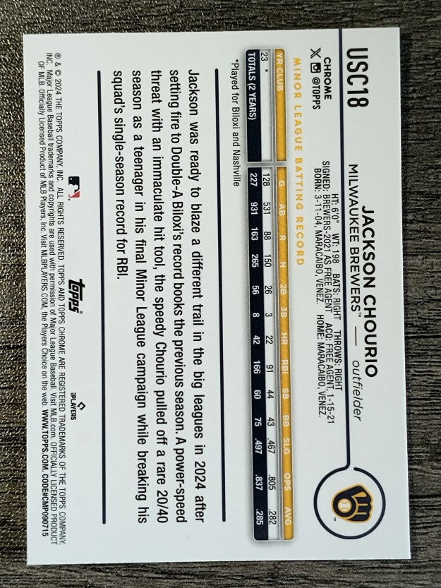 2024 Topps Chrome Update X-Fractors #USC18 Jackson Chourio