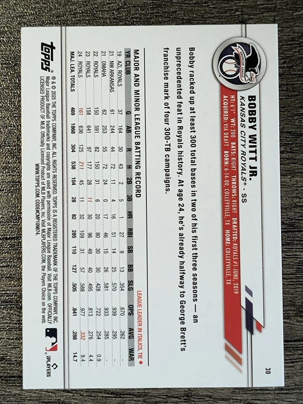 2025 Topps All-Star Game #30 Bobby Witt Jr.