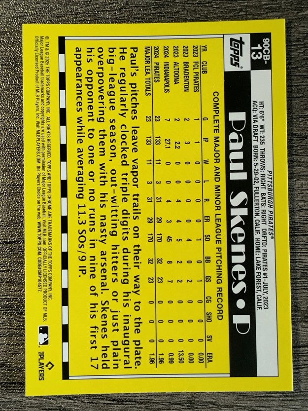 2025 Topps Chrome '90 Topps #90CB13 Paul Skenes