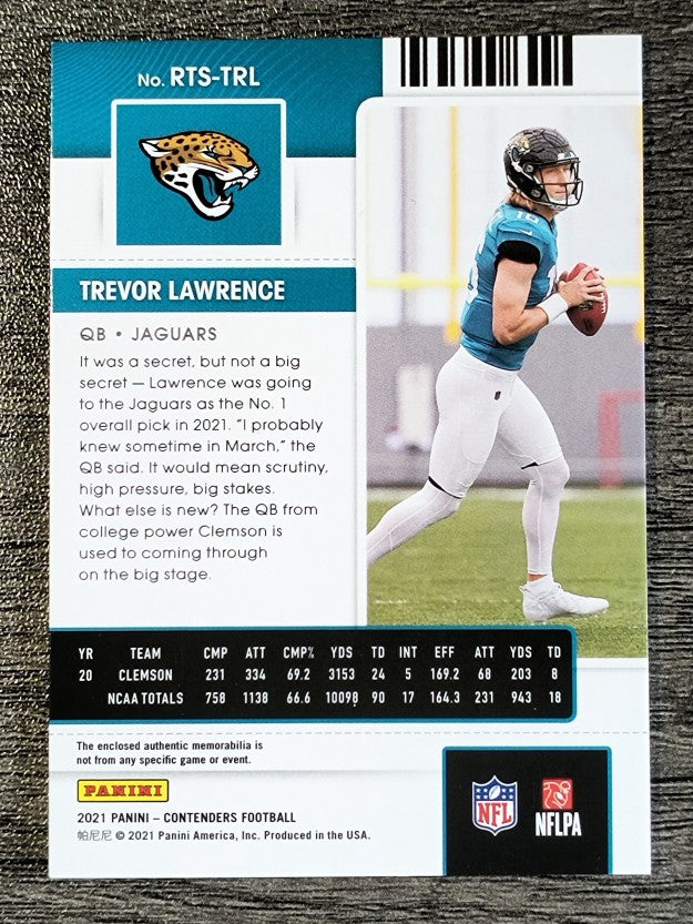 2021 Panini Contenders Rookie Ticket Swatches Variation #1 Trevor Lawrence