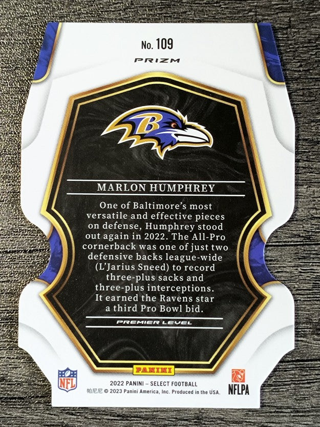 2022 Select Prizm Green and Yellow Die Cut #109 Marlon Humphrey