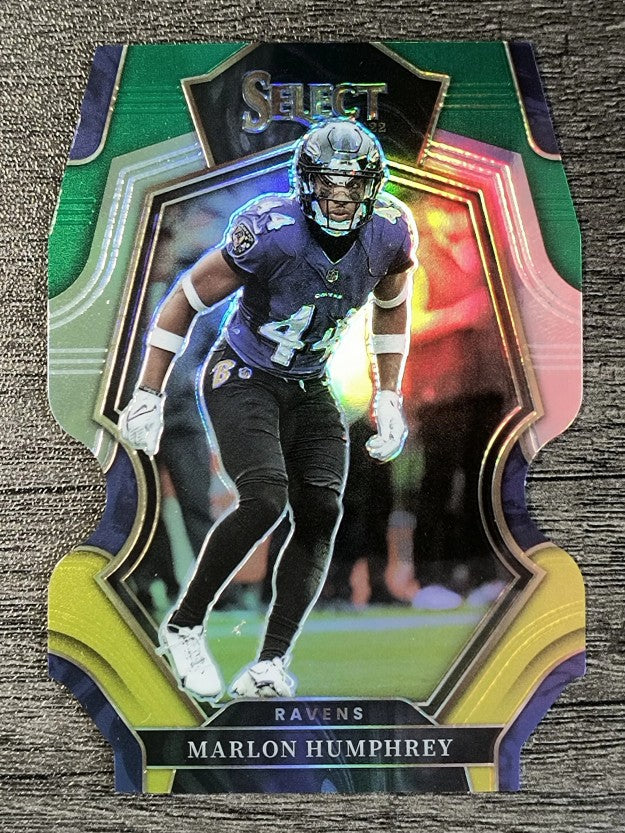 2022 Select Prizm Green and Yellow Die Cut #109 Marlon Humphrey