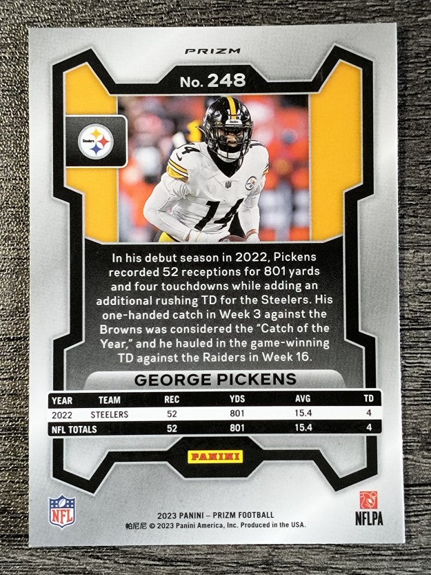 2023 Panini Prizm Prizms Orange Disco #248 George Pickens
