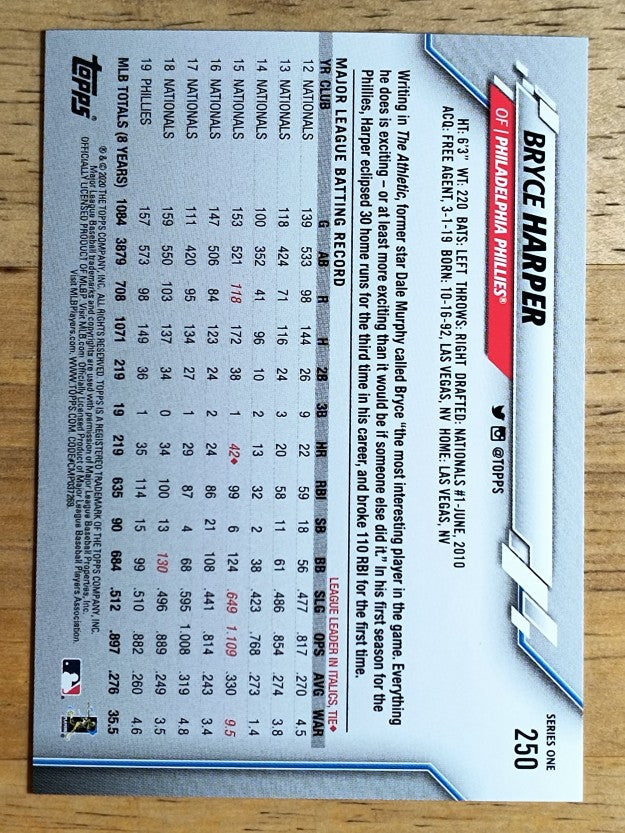 2020 Topps #250 Bryce Harper