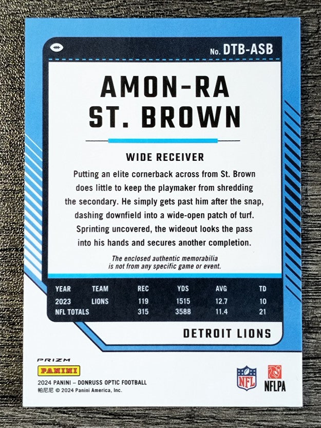 2024 Donruss Optic Donruss Threads Blue Hyper #1 Amon-Ra St. Brown