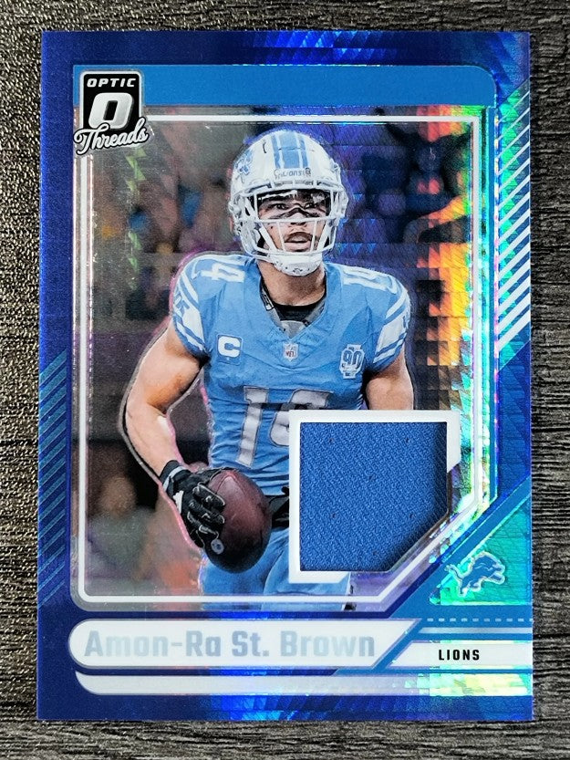 2024 Donruss Optic Donruss Threads Blue Hyper #1 Amon-Ra St. Brown
