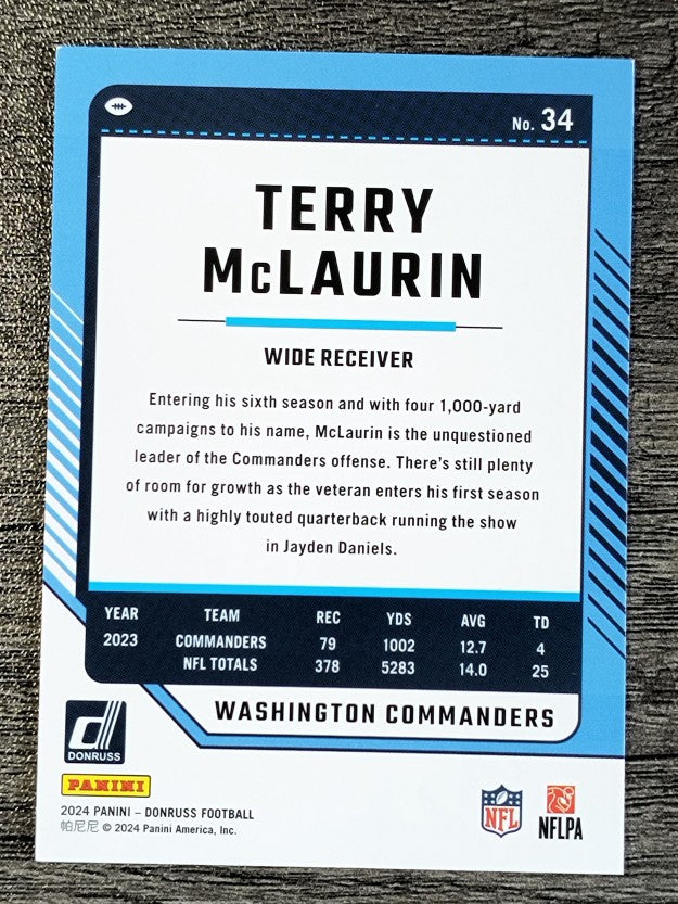 2024 Donruss Press Proof Purple #34 Terry McLaurin (NM)