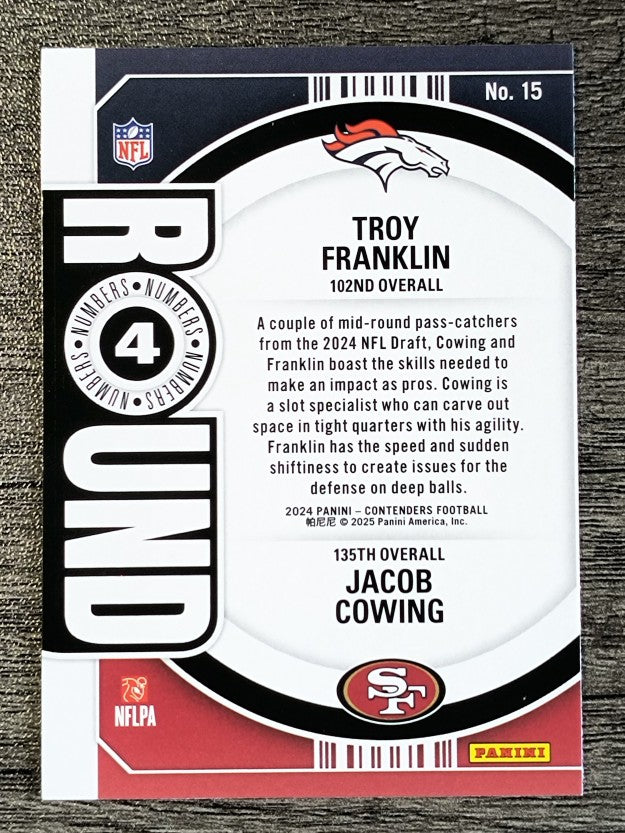 2024 Panini Contenders Round Numbers #15 Jacob Cowing/Troy Franklin