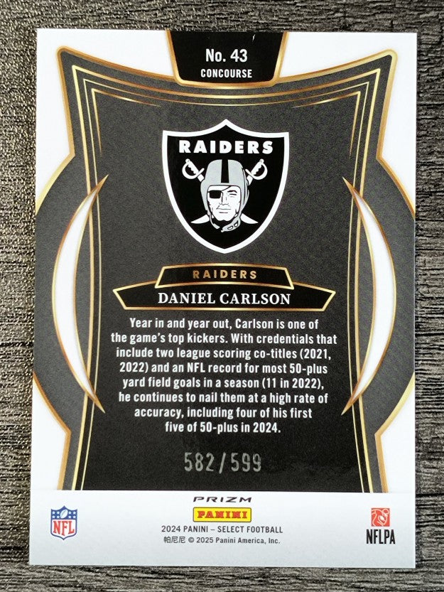 2024 Select Prizm Neon Green Shock #43 Daniel Carlson/599