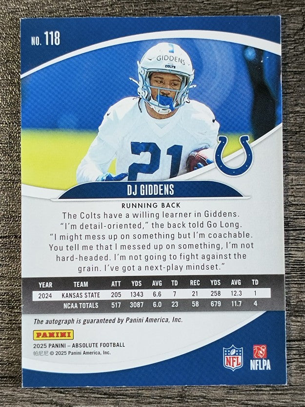 2025 Absolute Signatures Spectrum Orange #118 DJ Giddens