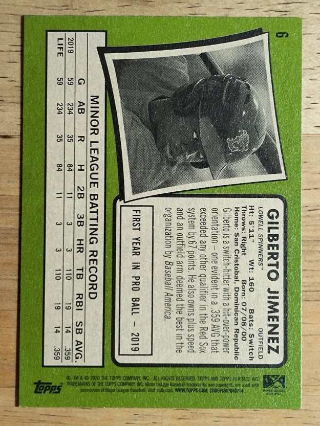 2020 Topps Heritage Minors #6 Gilberto Jimenez