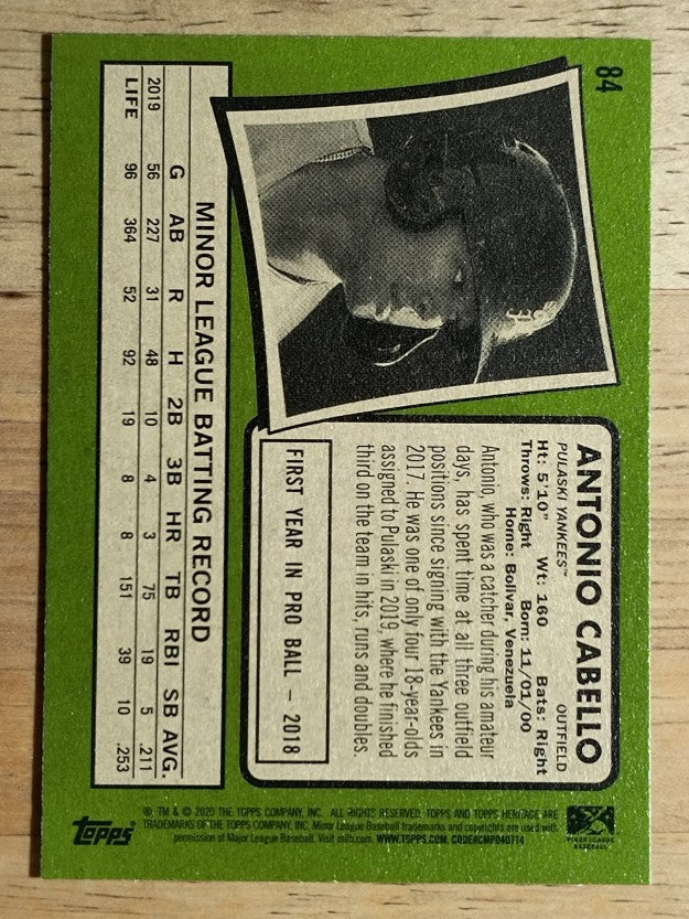 2020 Topps Heritage Minors #84 Antonio Cabello