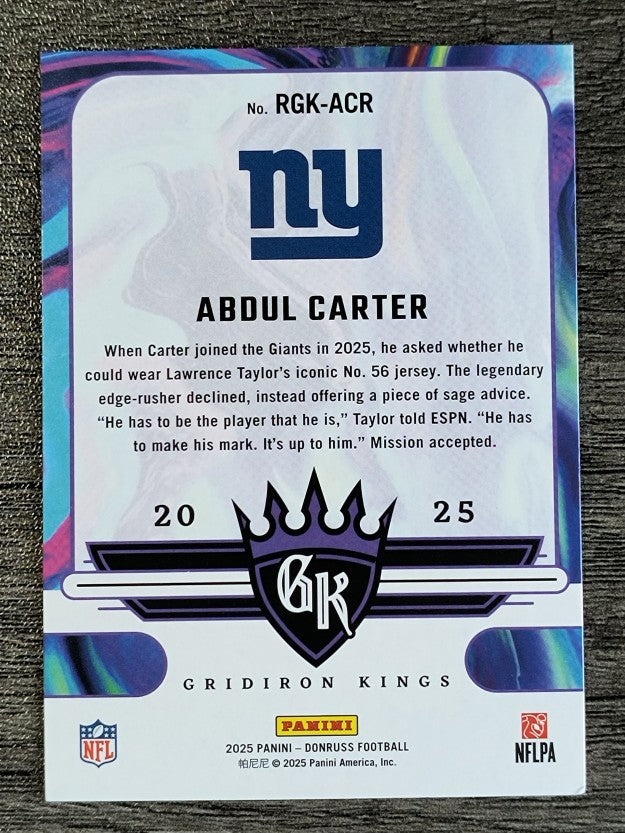 2025 Donruss Rookie Gridiron Kings #9 Abdul Carter (NM)