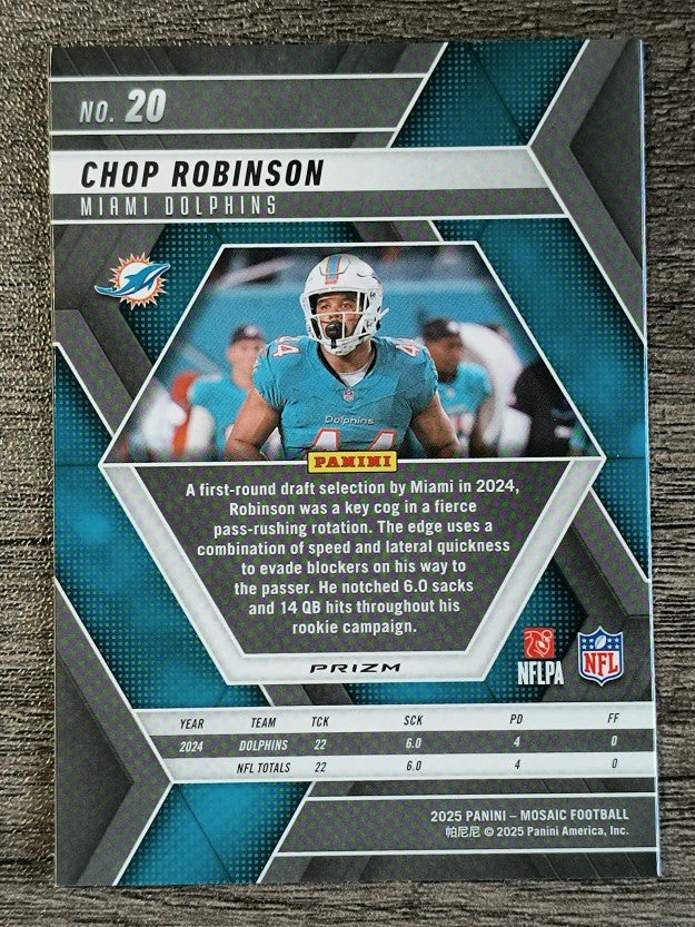 2025 Panini Mosaic Mosaic Reactive Purple #20 Chop Robinson