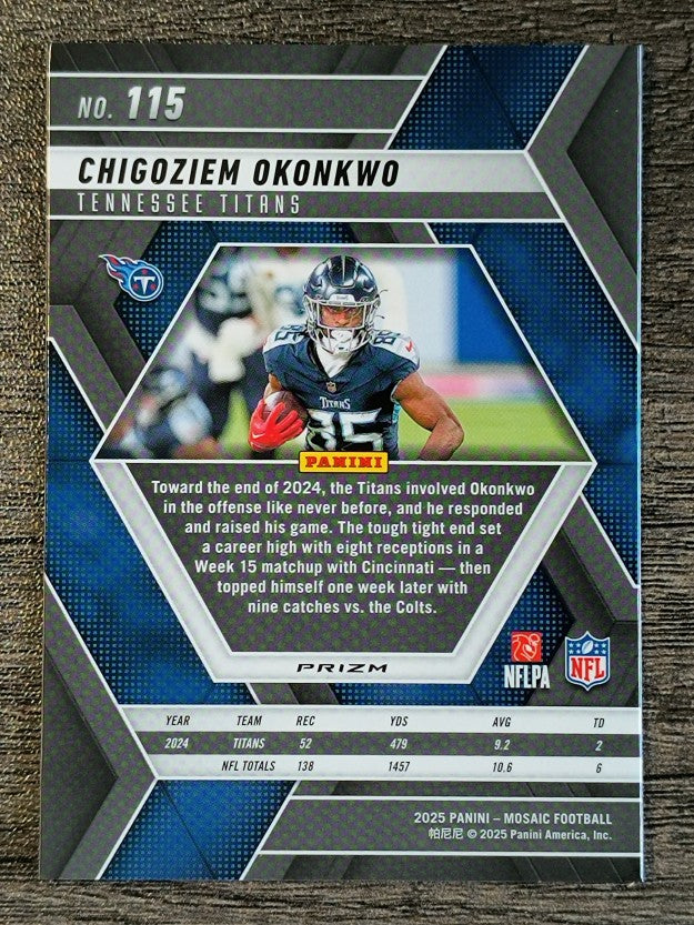 2025 Panini Mosaic Mosaic Reactive Purple #115 Chigoziem Okonkwo