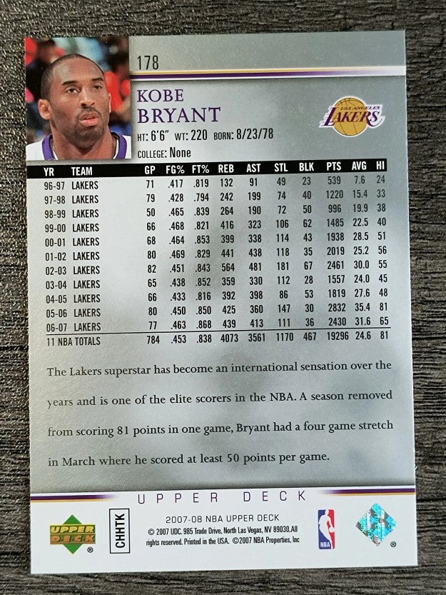 2007-08 Upper Deck #178 Kobe Bryant