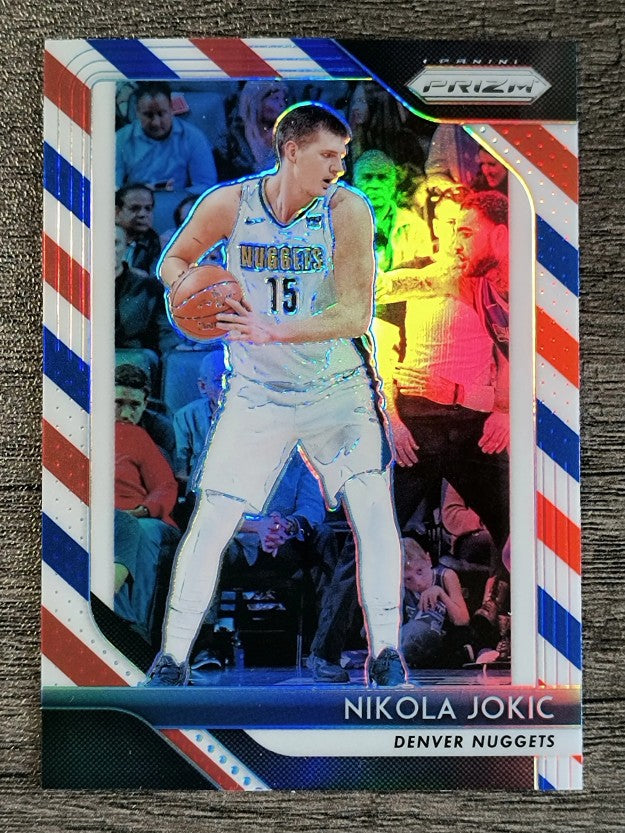 2018-19 Panini Prizm Prizms Red White and Blue #92 Nikola Jokic