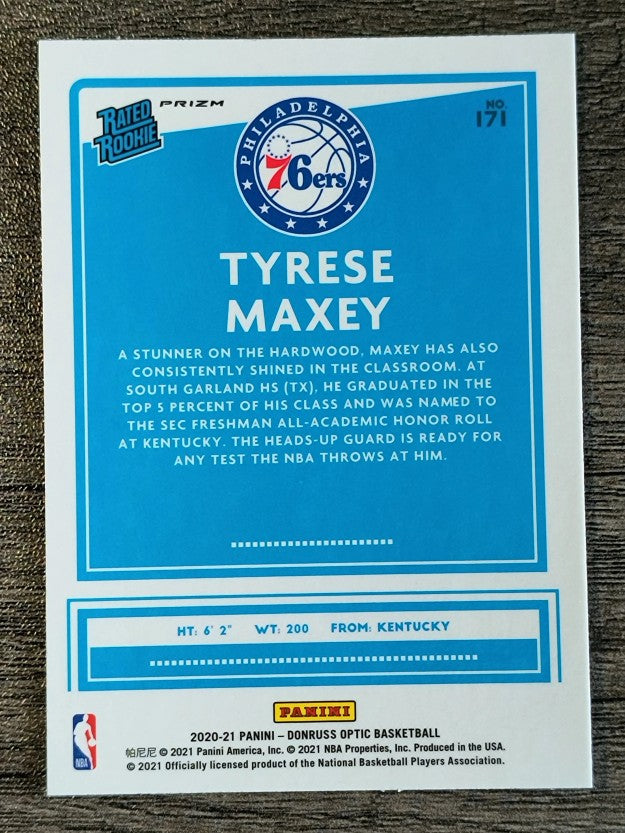 2020-21 Donruss Optic Purple Shock #171 Tyrese Maxey RR