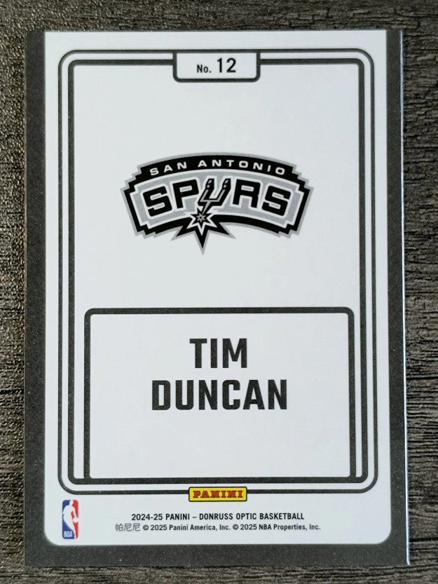2024-25 Donruss Optic Winner Stays #12 Tim Duncan