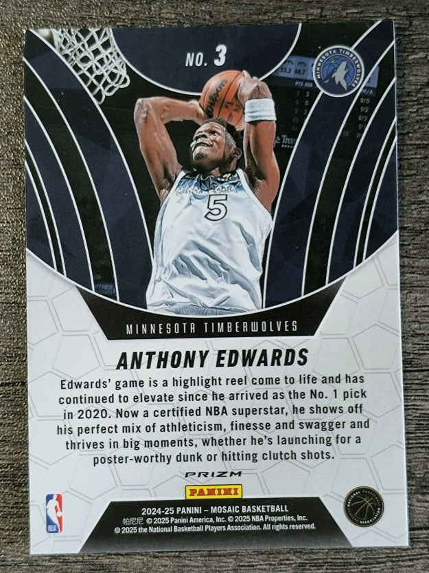 2024-25 Panini Mosaic Elevate Mosaic Green #3 Anthony Edwards
