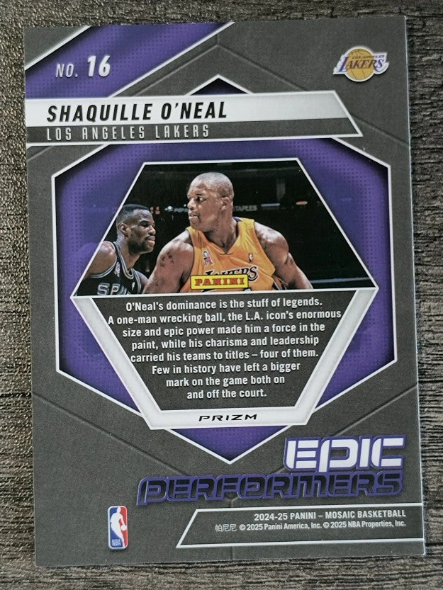2024-25 Panini Mosaic Epic Performers Mosaic Green #16 Shaquille O'Neal