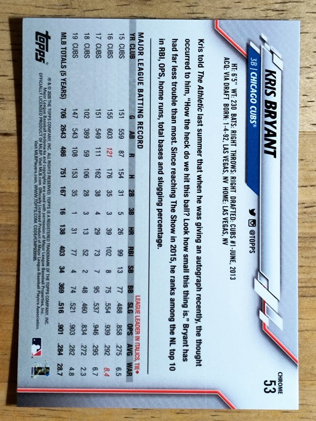 2020 Topps Chrome #53 Kris Bryant