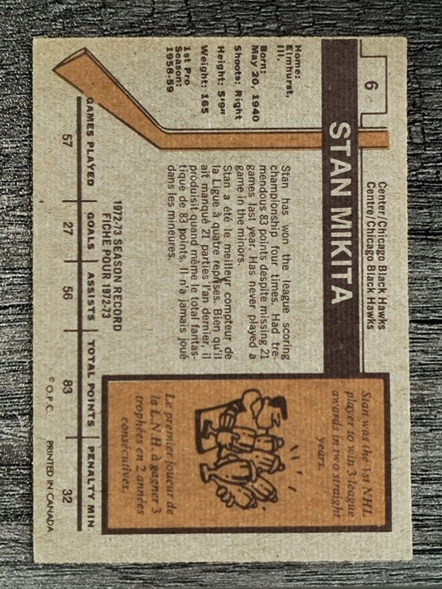 1973-74 O-Pee-Chee #6 Stan Mikita (EX)