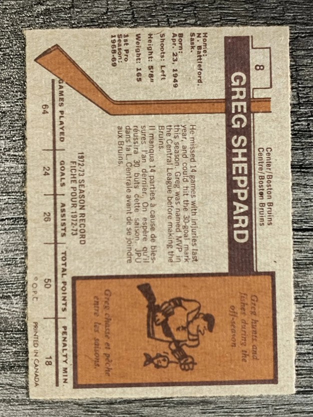 1973-74 O-Pee-Chee #8 Gregg Sheppard (EX)