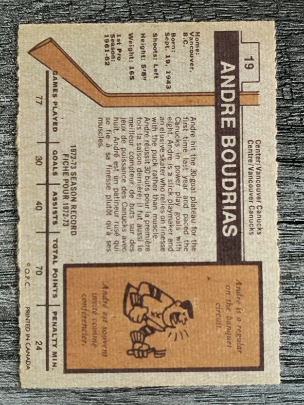 1973-74 O-Pee-Chee #19 Andre Boudrias (EX)