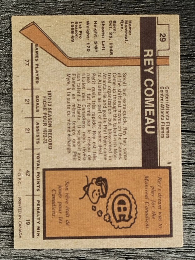 1973-74 O-Pee-Chee #29 Rey Comeau (VGEX)