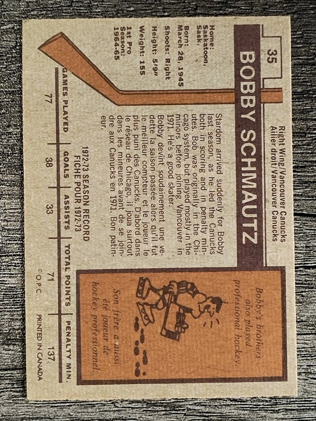 1973-74 O-Pee-Chee #35 Bobby Schmautz (NM)